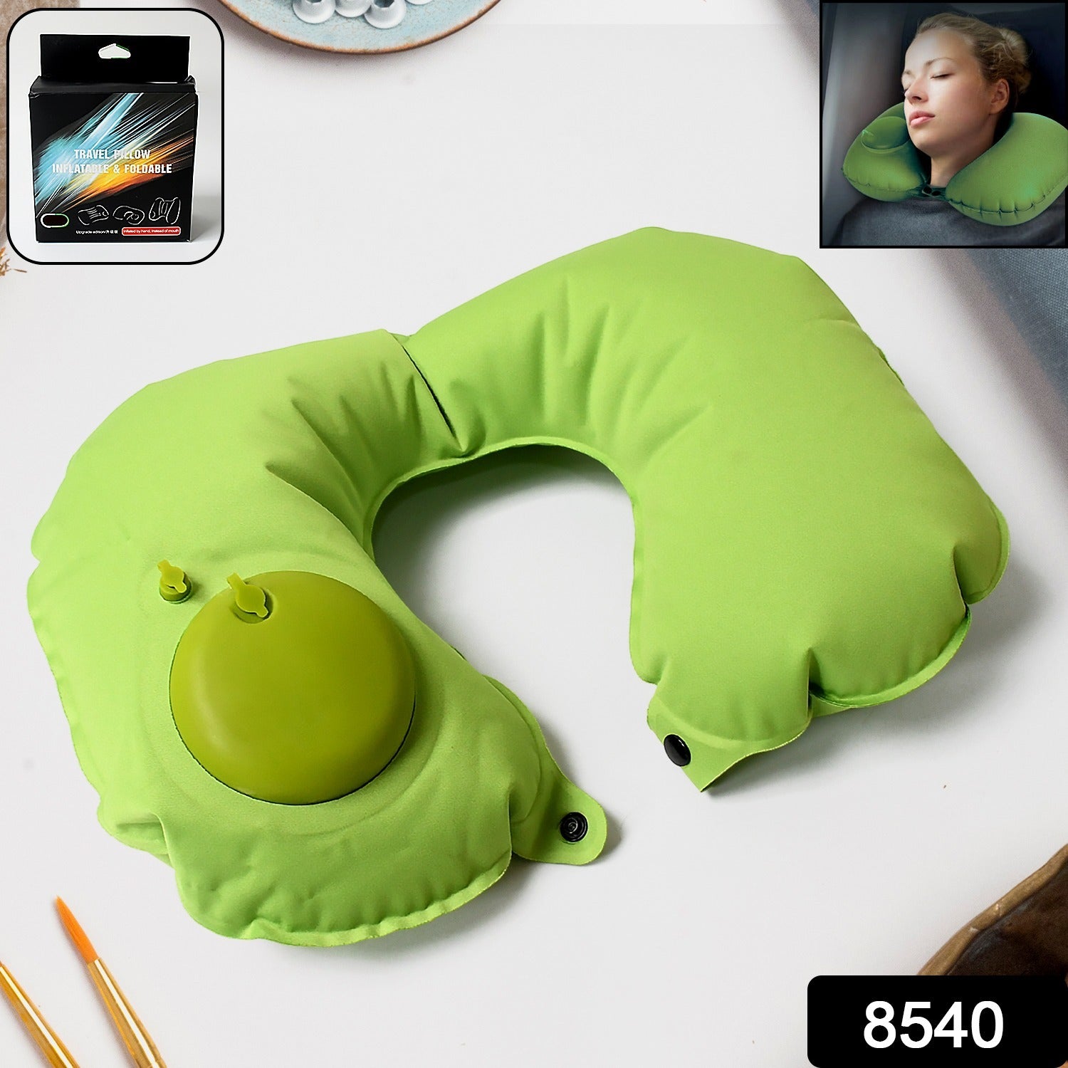 8540 Inflatable & Foldable, Pillow U Shape Air Cushion Travel Pillow, Travel Business Trip Neck Pillow for Long Trips, Ideal for Men & Women Portable, and Perfect for Backpacking, Car Camping, and Even Airplane Travel 8540 Inflatable & Foldable, Pillow U Shape Air Cushion Travel Pillow, Travel Business Trip Neck Pillow for Long Trips, Ideal for Men & Women Portable, and Perfect for Backpacking, Car Camping, and Even Airplane Travel